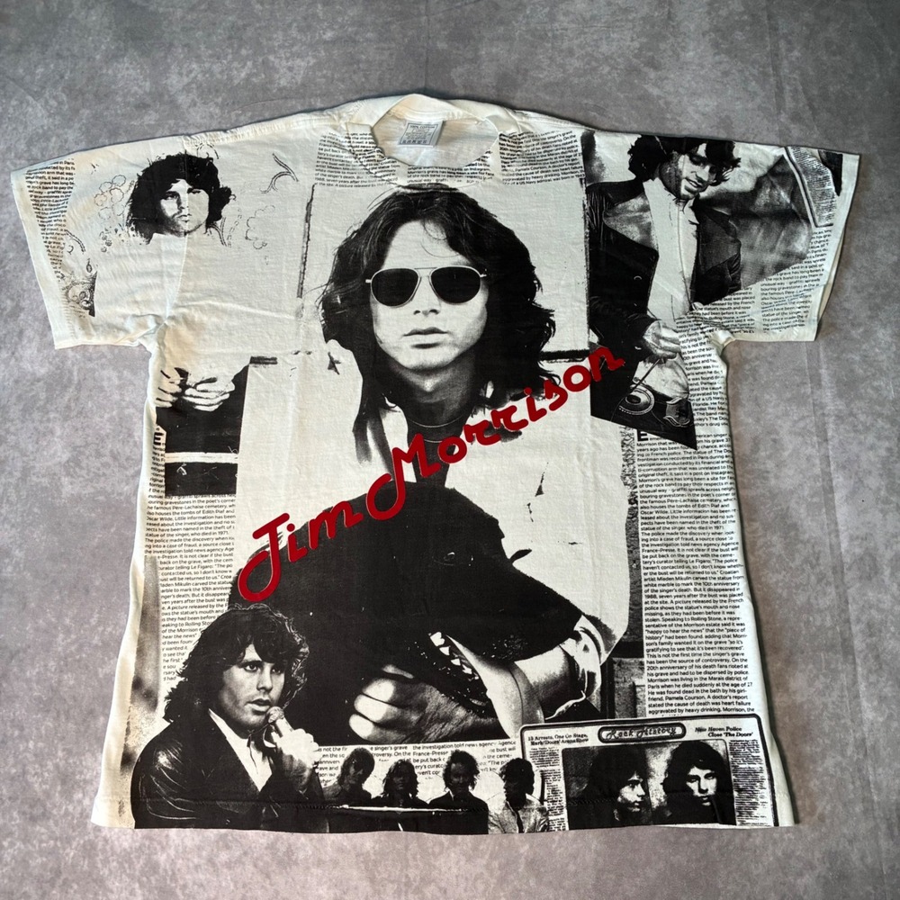 Jim Morrison The Doors AOP T-Shirt Large White Modern reprint Single Stitch
